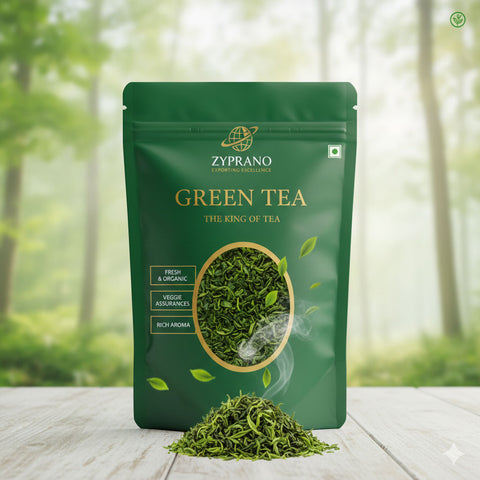 Stand-up pouch of loose leaf green tea