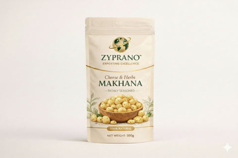Makhana cheese and herbs with fresh packaging for better taste.