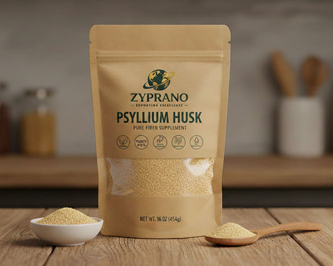 Psyllium husk product in packaging for digestive health benefits.